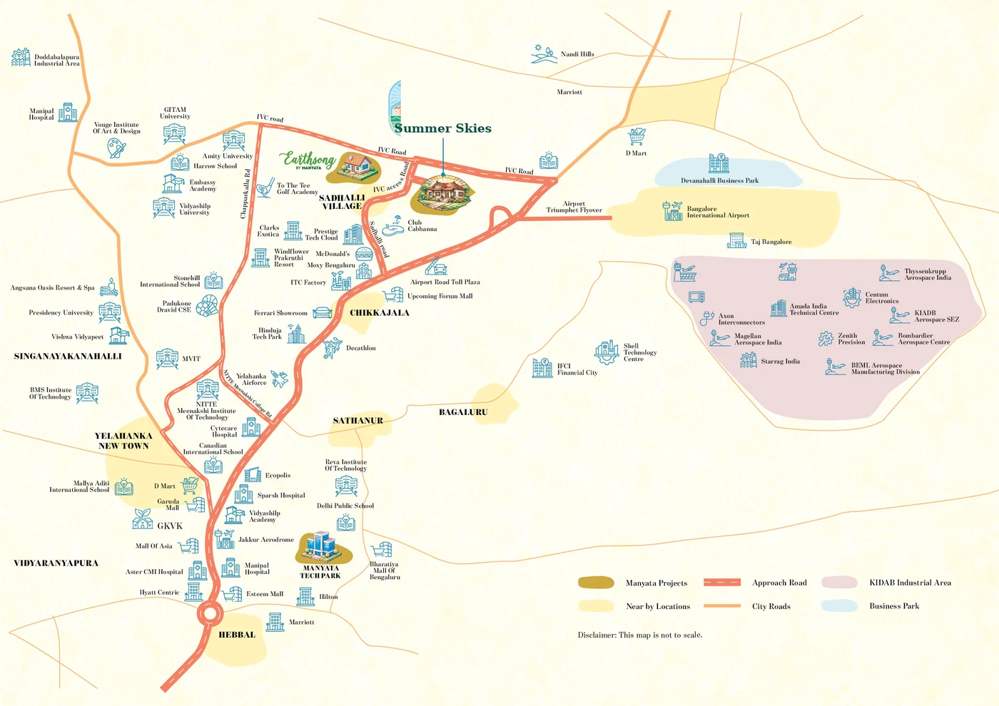 Location map of Summer Skies in North Bengaluru with nearby landmarks